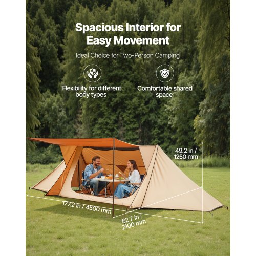Camping Hot Tent Lightweight Bushcraft Tent with Stove Jack 2 Tarp Poles