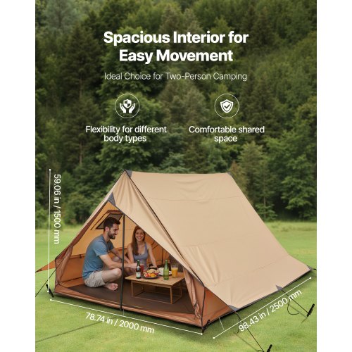 Camping Hot Tent 2 Persons Cabin Tent with Stove Jack Poles Waterproof