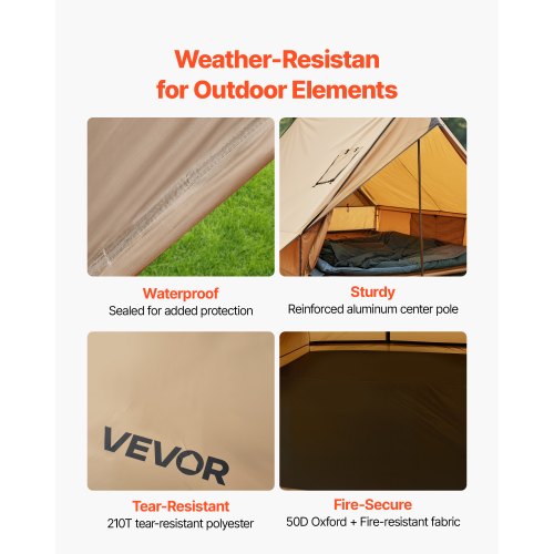 Camping Hot Tent 2 Persons Cabin Tent with Stove Jack Poles Waterproof