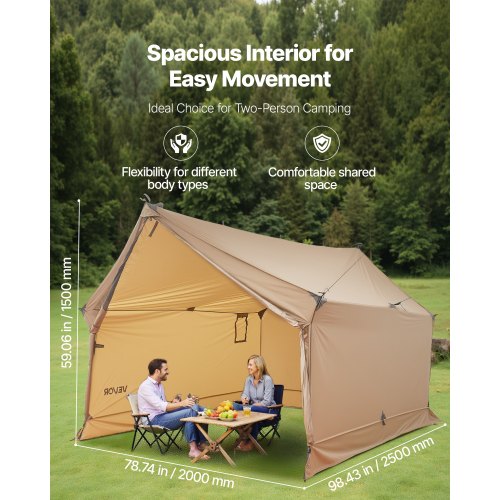 Camping Hot Tent 2 Persons Cabin Hot Tent with Stove Jack Waterproof