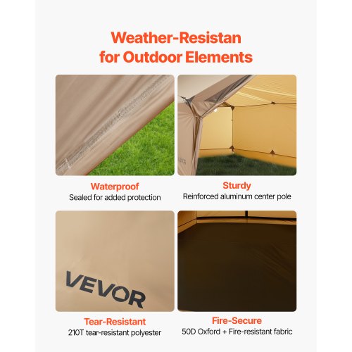 Camping Hot Tent 2 Persons Cabin Hot Tent with Stove Jack Waterproof
