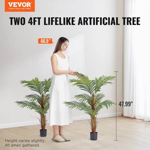 Artificial Palm Tree 4 FT Tall Faux Plant Secure PE Material AntiTip