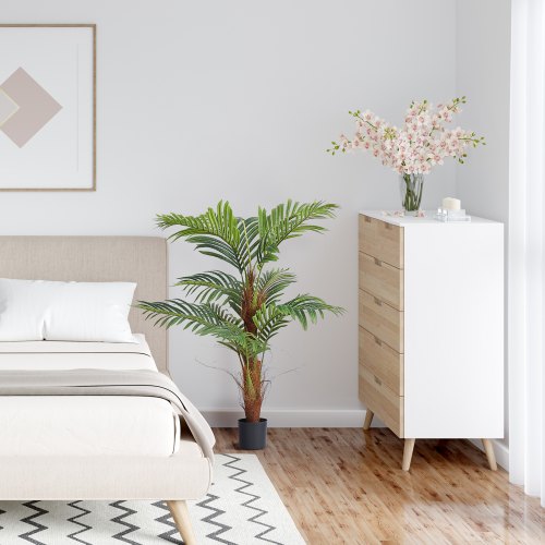 Artificial Palm Tree 4 FT Tall Faux Plant Secure PE Material AntiTip