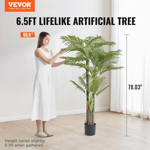 Artificial Gold Cane Palm Tree 6.5 FT Tall Faux Plant PE Material