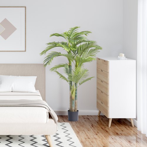 Artificial Gold Cane Palm Tree 6.5 FT Tall Faux Plant PE Material