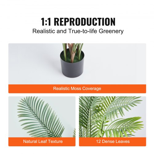 Artificial Palm Tree 6 FT Tall Faux Plant Secure PE Material AntiTip