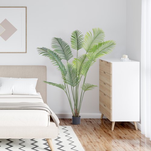 Artificial Palm Tree 6 FT Tall Faux Plant Secure PE Material AntiTip