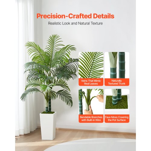 Artificial Areca Palm Tree 5 ft Fake Palm Tropical Plants with White Tall