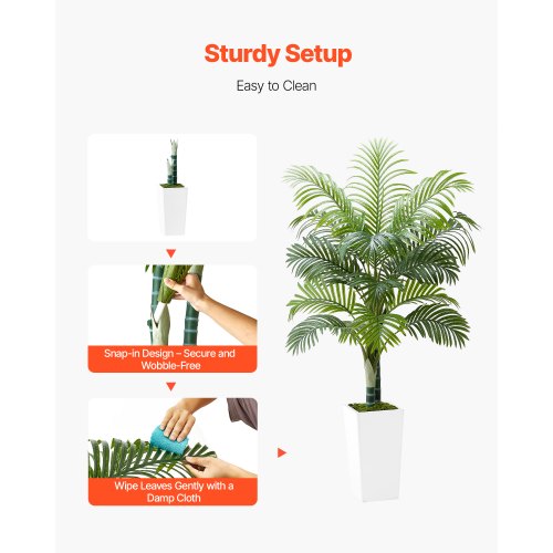Artificial Areca Palm Tree 5 ft Fake Palm Tropical Plants with White Tall