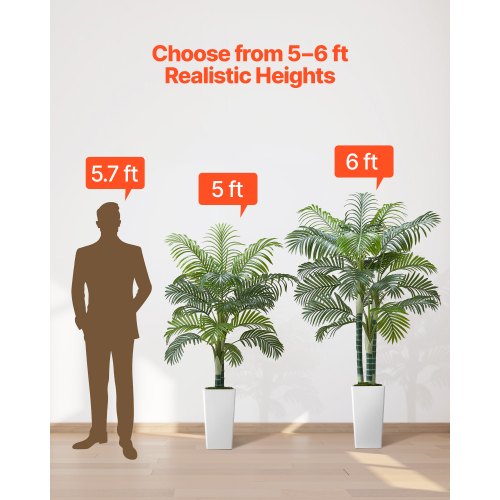 Artificial Areca Palm Tree 5 ft Fake Palm Tropical Plants with White Tall