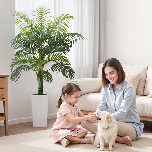 Artificial Areca Palm Tree 5 ft Fake Palm Tropical Plants with White Tall