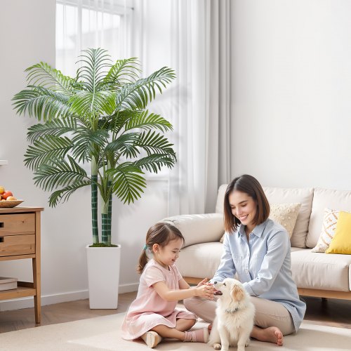 Artificial Areca Palm Tree 6 ft Fake Palm Tropical Plants with White Tall