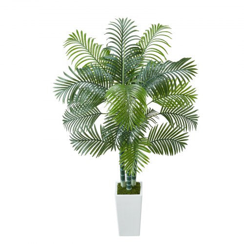 Artificial Areca Palm Tree 6 ft Fake Palm Tropical Plants with White Tall