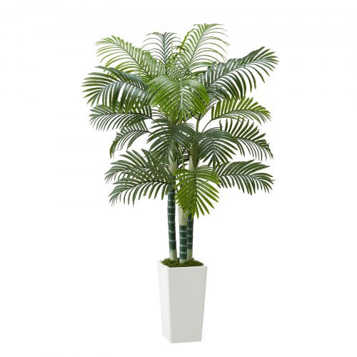Artificial Areca Palm Tree 6 ft Fake Palm Tropical Plants with White Tall