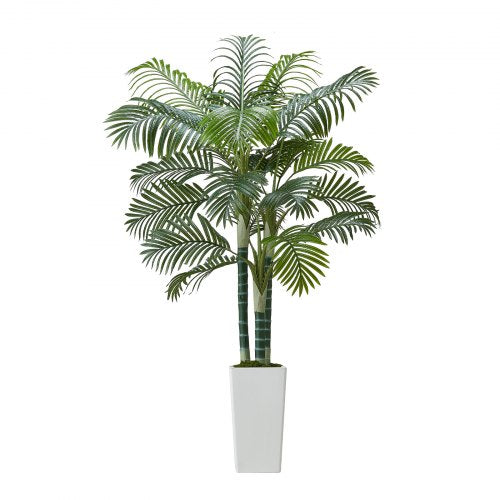 Artificial Areca Palm Tree 6 ft Fake Palm Tropical Plants with White Tall