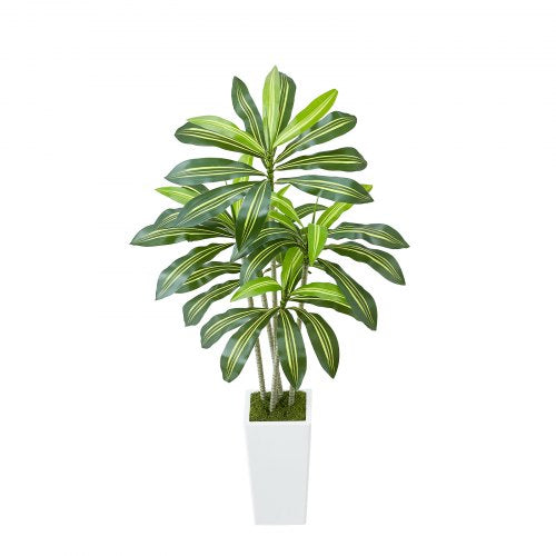 Artificial Dracaena Tree 5 ft Fake Palm Tropical Plants with White Tall