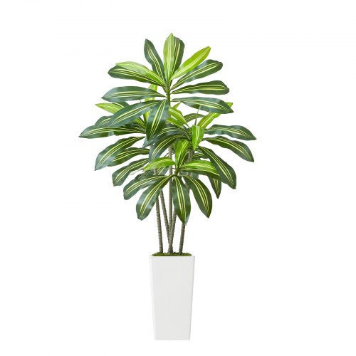 Artificial Dracaena Tree 5 ft Fake Palm Tropical Plants with White Tall
