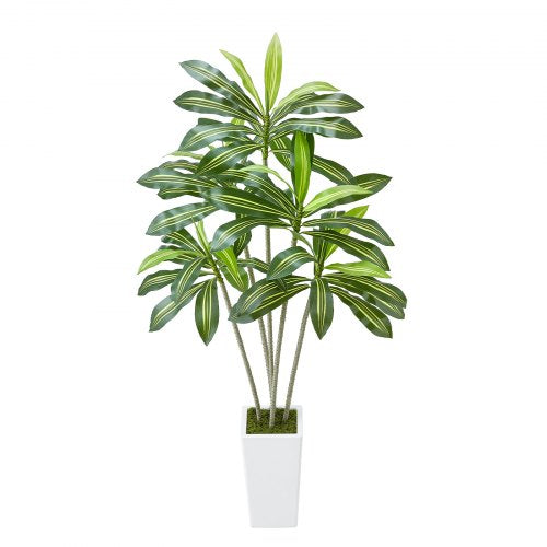 Artificial Dracaena Tree 6 ft Fake Palm Tropical Plants with White Tall