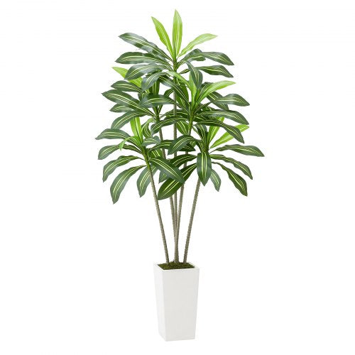 Artificial Dracaena Tree 6 ft Fake Palm Tropical Plants with White Tall