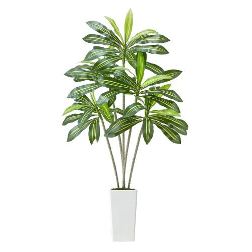 Artificial Dracaena Tree 6 ft Fake Palm Tropical Plants with White Tall
