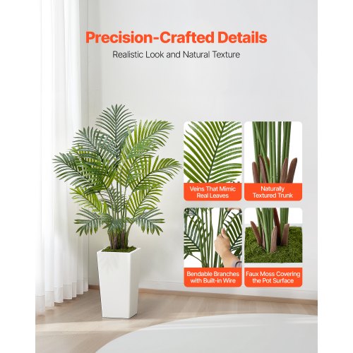 Artificial Areca Palms 4 ft 2 Pack Fake Palm Tropical Plants with White