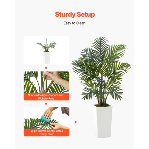 Artificial Areca Palms 4 ft 2 Pack Fake Palm Tropical Plants with White