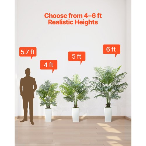 Artificial Areca Palms 4 ft 2 Pack Fake Palm Tropical Plants with White