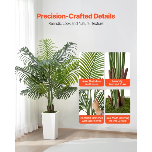 Artificial Areca Palm Tree 5 ft Fake Palm Tropical Plants with White Tall 1