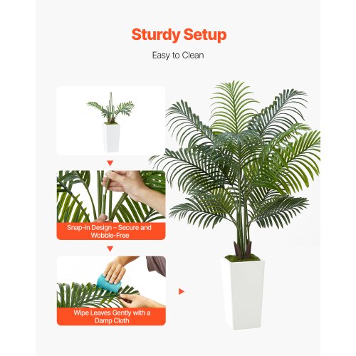 Artificial Areca Palm Tree 5 ft Fake Palm Tropical Plants with White Tall 1