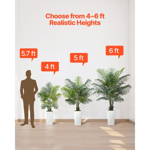 Artificial Areca Palm Tree 5 ft Fake Palm Tropical Plants with White Tall 1