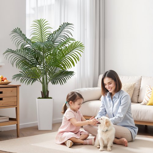 Artificial Areca Palm Tree 5 ft Fake Palm Tropical Plants with White Tall 1