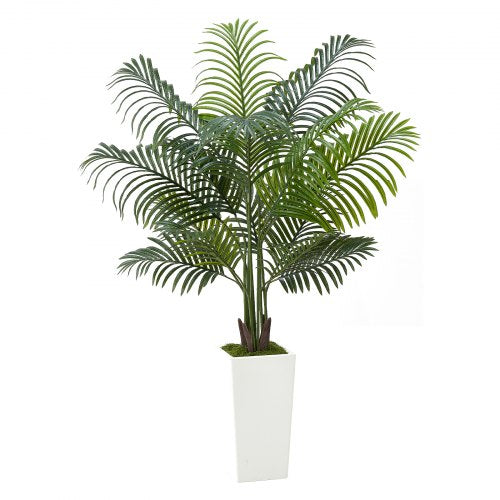 Artificial Areca Palm Tree 5 ft Fake Palm Tropical Plants with White Tall 1