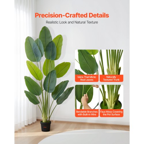 Artificial Bird of Paradise 6 ft Tall Fake Tropical Plants with with 13