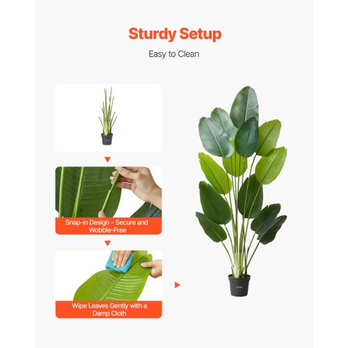 Artificial Bird of Paradise 6 ft Tall Fake Tropical Plants with with 13