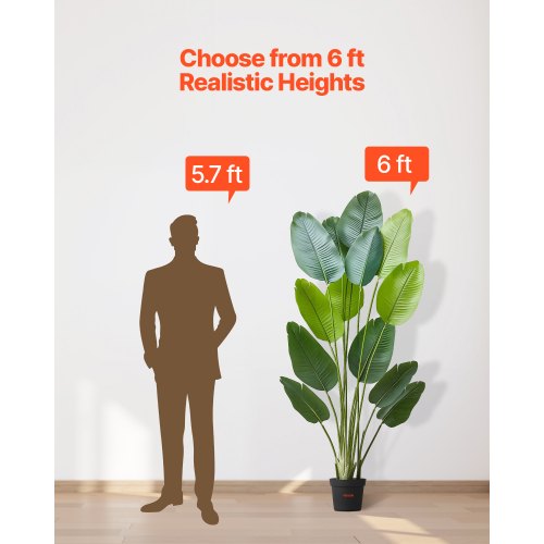 Artificial Bird of Paradise 6 ft Tall Fake Tropical Plants with with 13