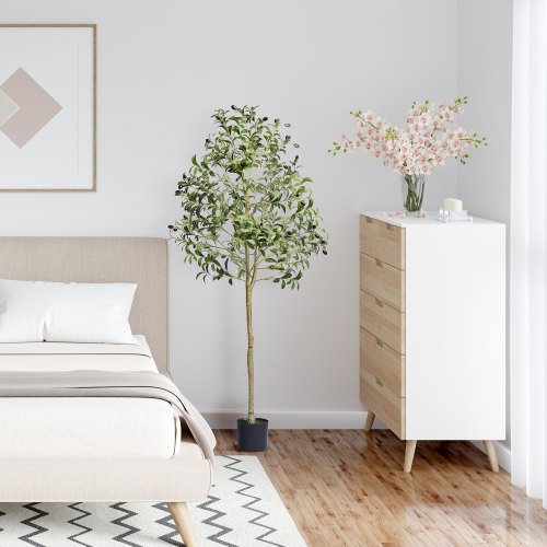 Artificial Olive Tree 5 FT Tall Faux Plant Secure PE Material AntiTip