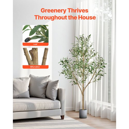 5FT Artificial Olive Tree with Black Pot Tall Fake Tree with Natural Wood