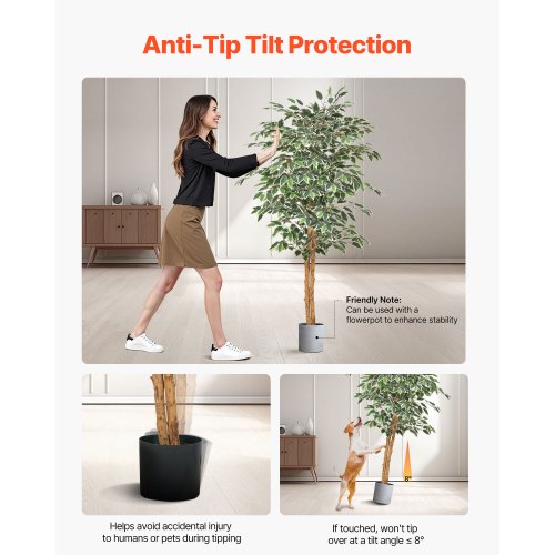5FT Artificial Ficus Tree with Black Pot Tall Faux Ficus Plant with Natural