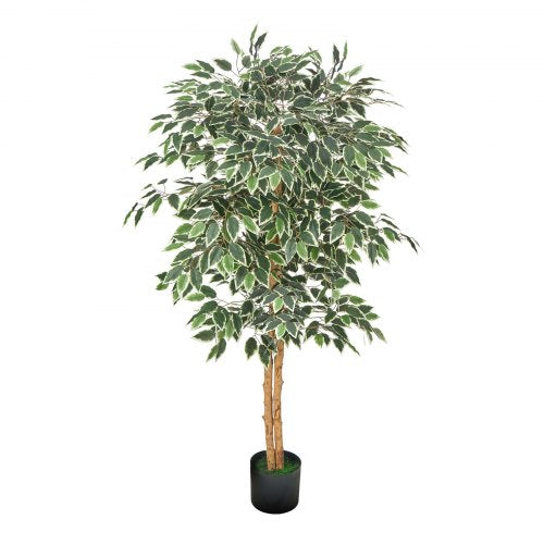 5FT Artificial Ficus Tree with Black Pot Tall Faux Ficus Plant with Natural