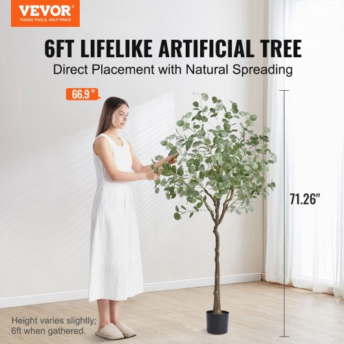 Artificial Eucalyptus Tree 6 FT Tall Faux Plant Secure PE Material