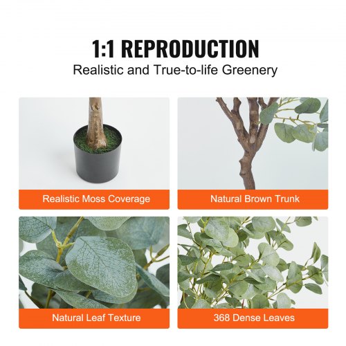 Artificial Eucalyptus Tree 6 FT Tall Faux Plant Secure PE Material