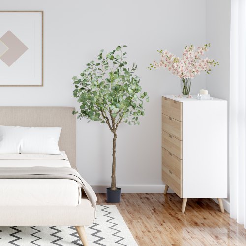 Artificial Eucalyptus Tree 6 FT Tall Faux Plant Secure PE Material