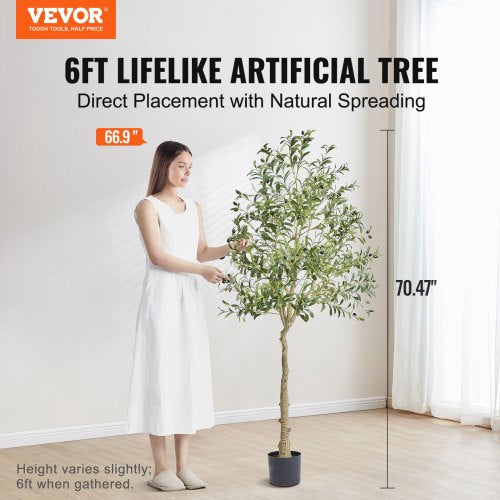 Artificial Olive Tree 6 FT Tall Faux Plant Secure PE Material AntiTip