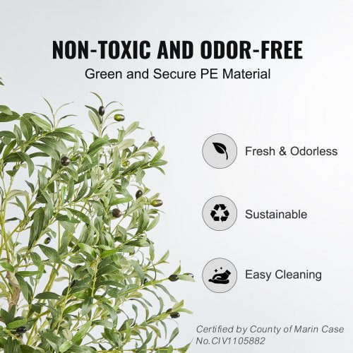 Artificial Olive Tree 6 FT Tall Faux Plant Secure PE Material AntiTip