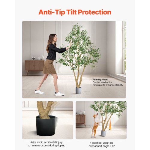 6FT Artificial Olive Tree with Black Pot Tall Fake Tree with Natural Wood