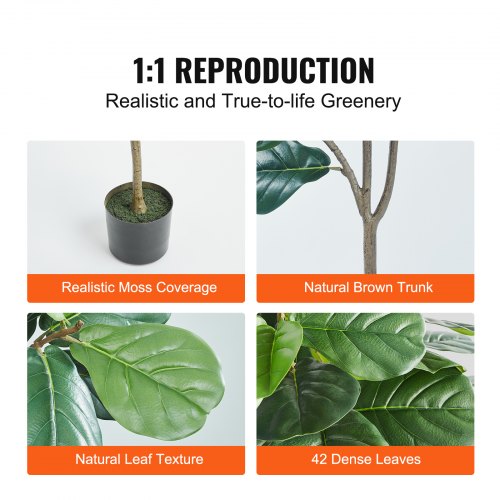 Artificial Fiddle Leaf Fig Tree 6 FT Secure PE Material AntiTip Tilt