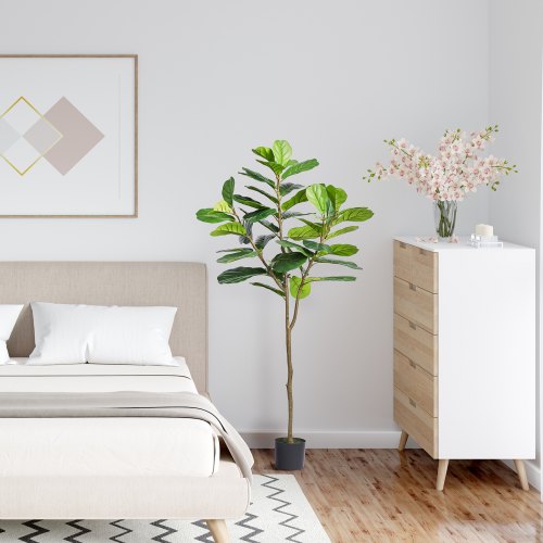 Artificial Fiddle Leaf Fig Tree 6 FT Secure PE Material AntiTip Tilt