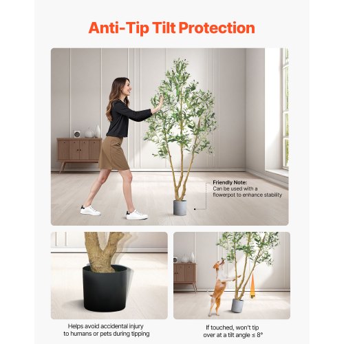 7FT Artificial Olive Tree with Black Pot Tall Fake Tree with Natural Wood