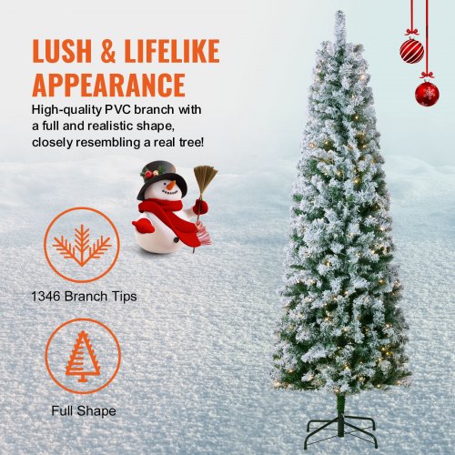 Christmas Tree 65ft Prelit Flocked Artificial Tree Full Holiday Xmas Tree