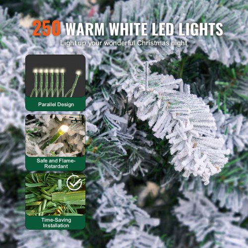 Christmas Tree 65ft Prelit Flocked Artificial Tree Full Holiday Xmas Tree